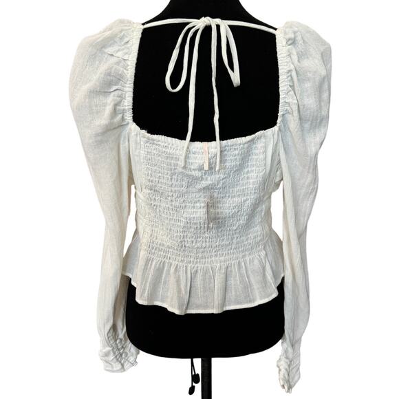 New  ~ FREE PEOPLE  ~ Chloe Long Sleeve Crop Top Medium ~ ANTHROPOLOGIE - Picture 4 of 8